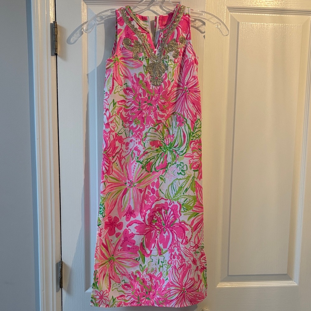 Lilly Pulitzer Pink and Green Floral Maxi Dress